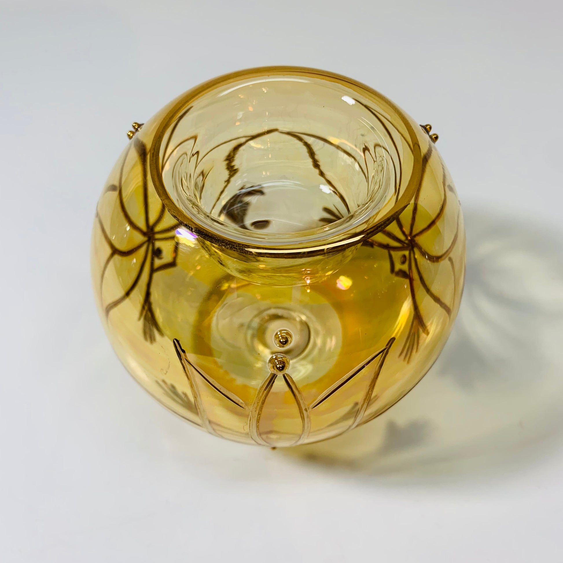 Blown Glass Candle Holder - Lotus Yellow