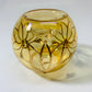 Blown Glass Candle Holder - Lotus Yellow