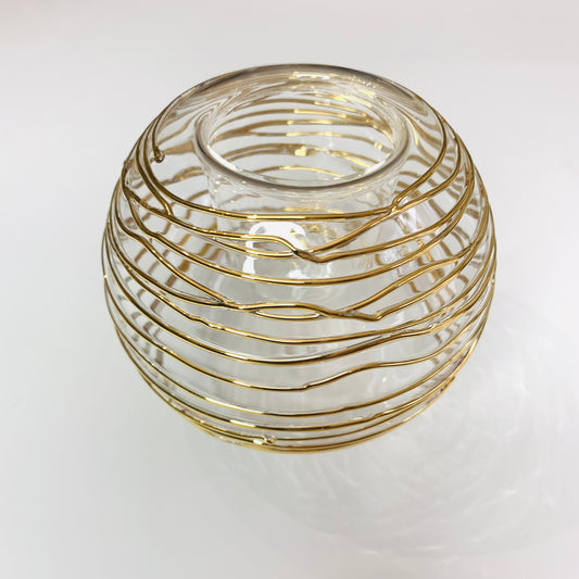 Blown Glass Candle Holder - Gold Spiral