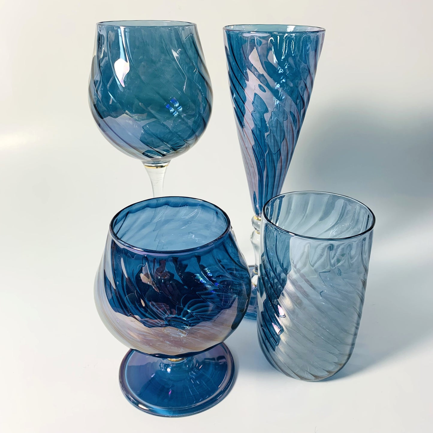 Blown Glass Stemless Glass - Iridescent