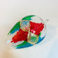 Blown Glass Egg Ornament - Palm Leaves Red, Green & Blue