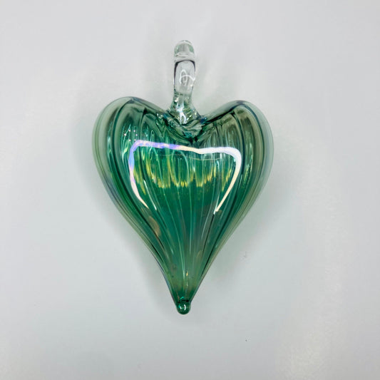 Blown Glass Heart Pendant - Green