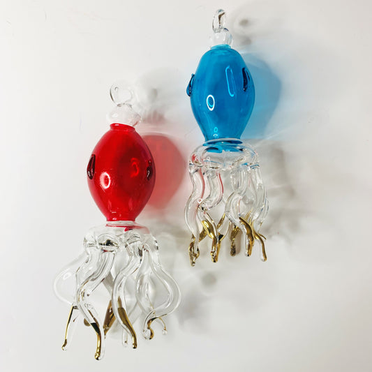 Blown Glass Ornament - Octopus in motion