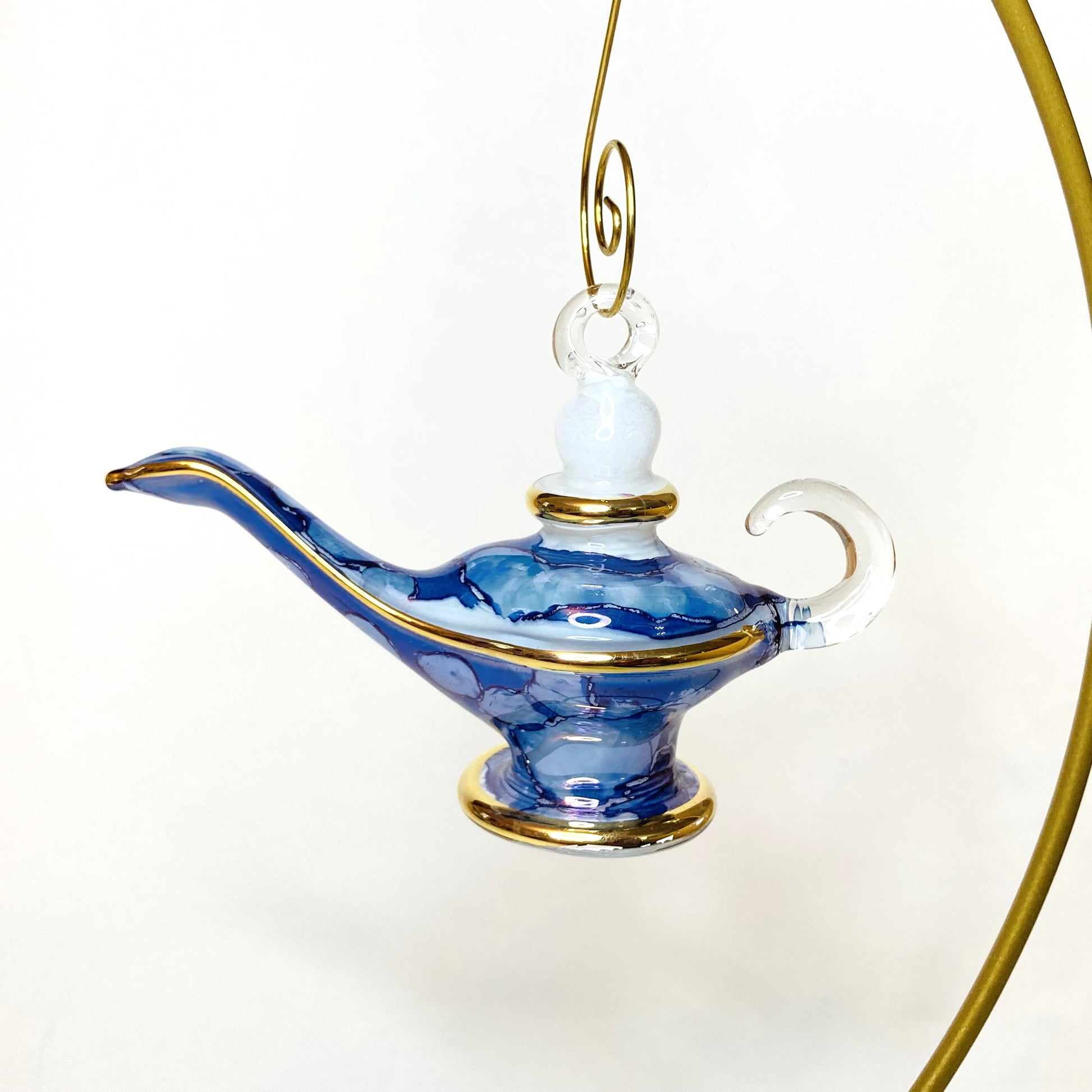 Blown Glass Ornament - Aladdin's Lantern Blue