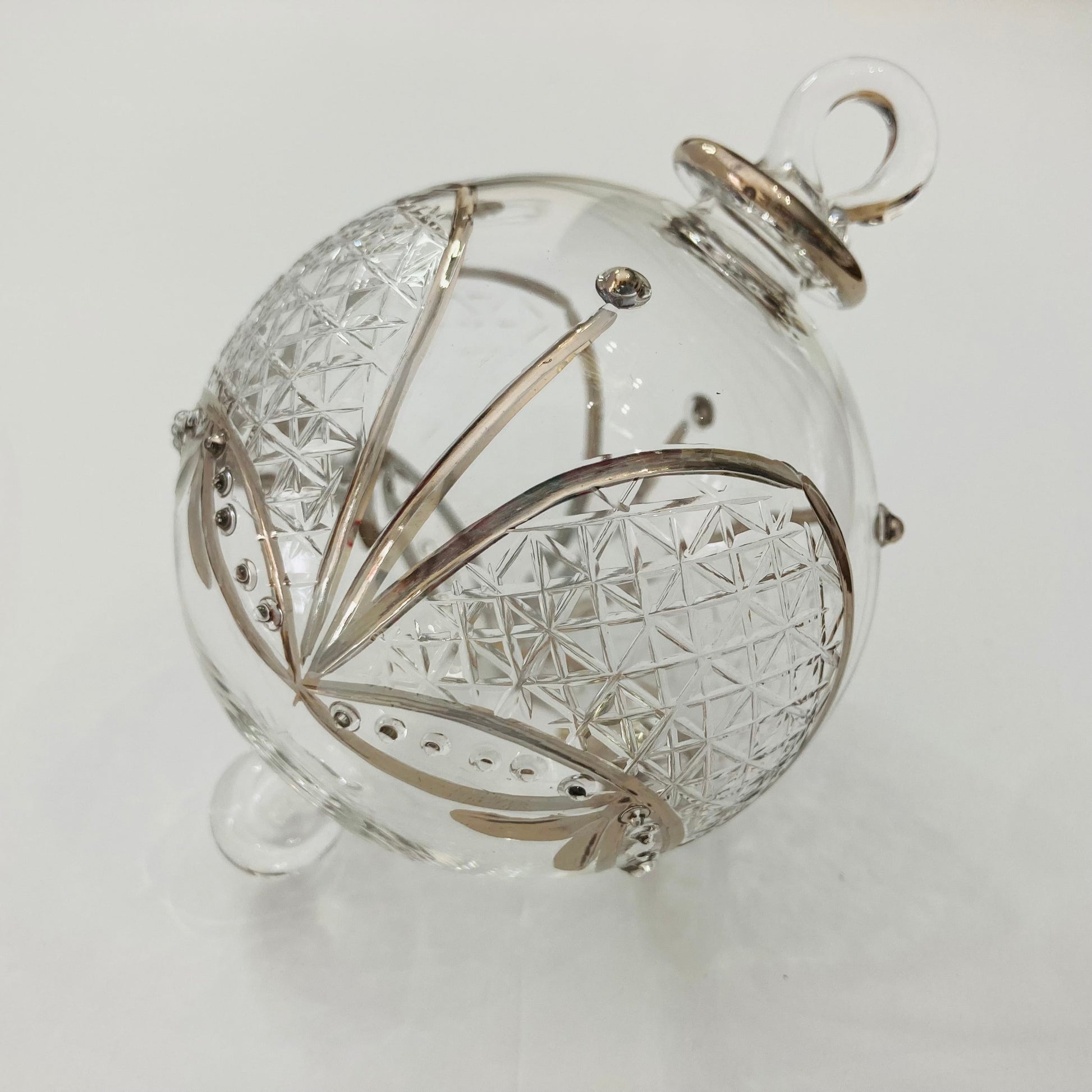 Blown Glass Ornament - Gothic Arch Silver