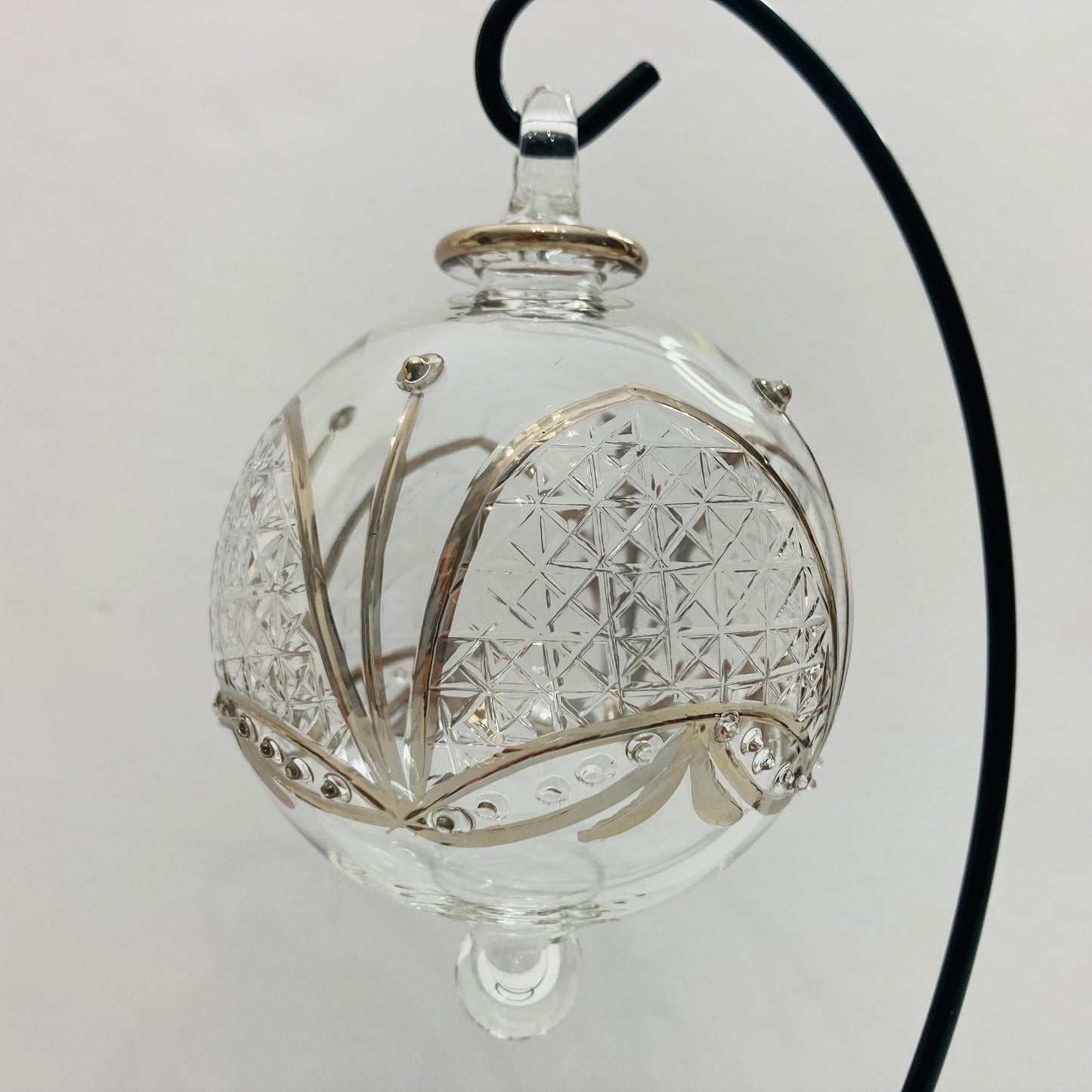Blown Glass Ornament - Gothic Arch Silver