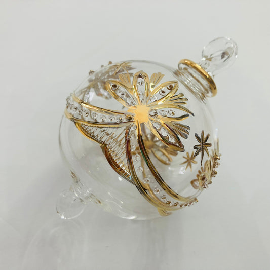 Blown Glass Ornament - Lotus Garland Gold