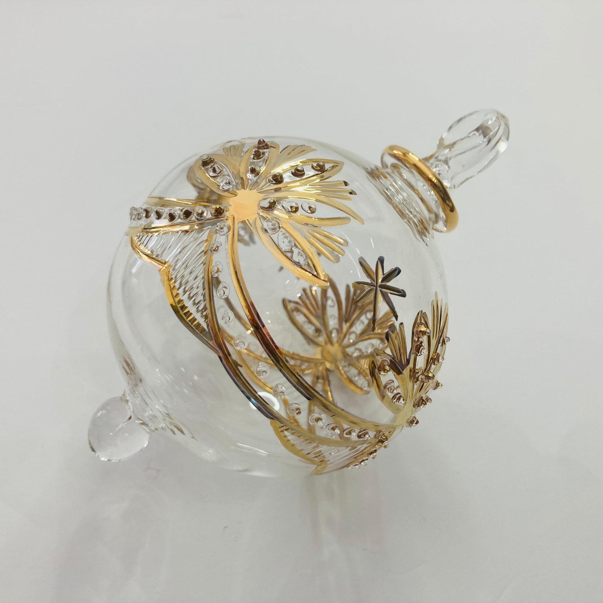 Blown Glass Ornament - Lotus Garland Gold