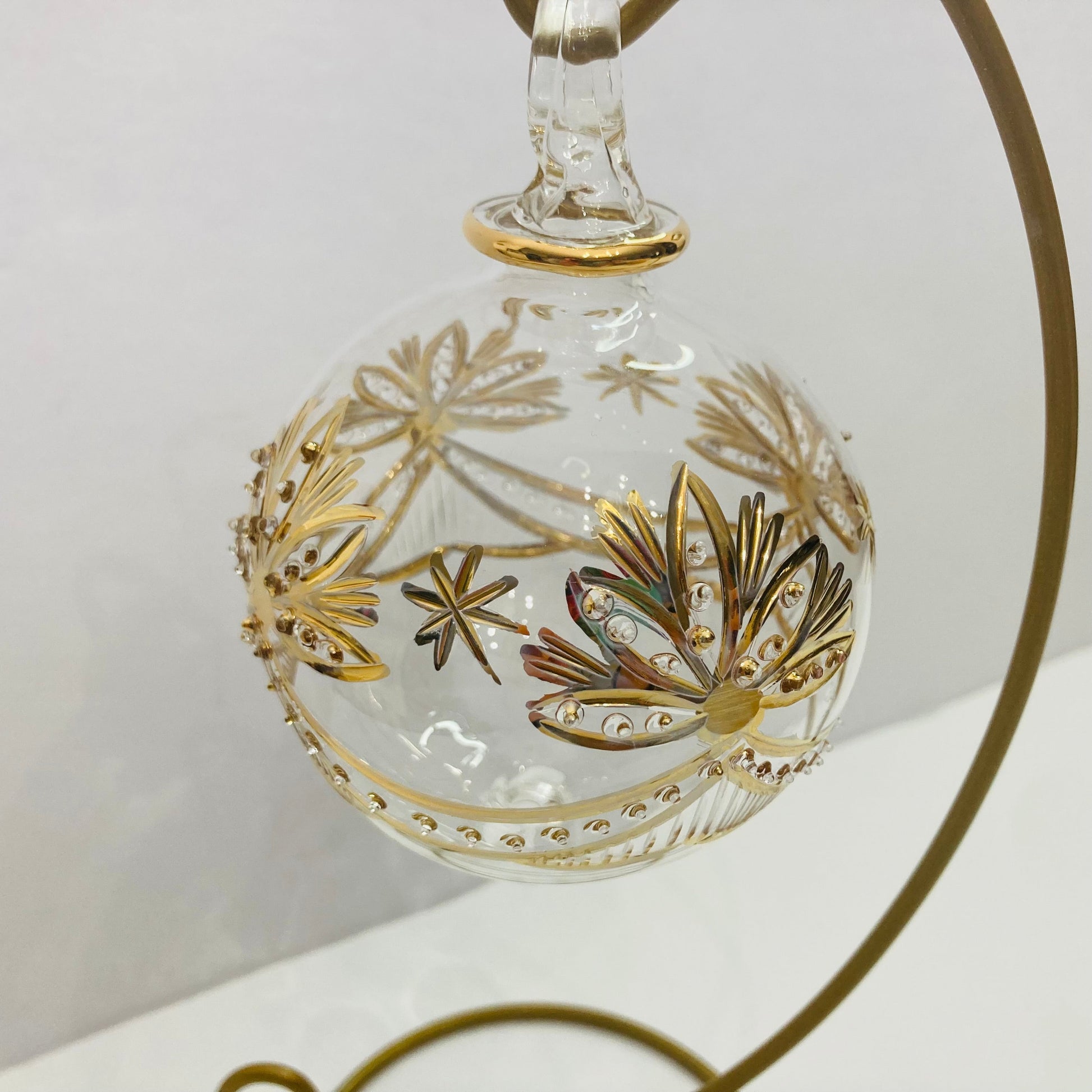 Blown Glass Ornament - Lotus Garland Gold