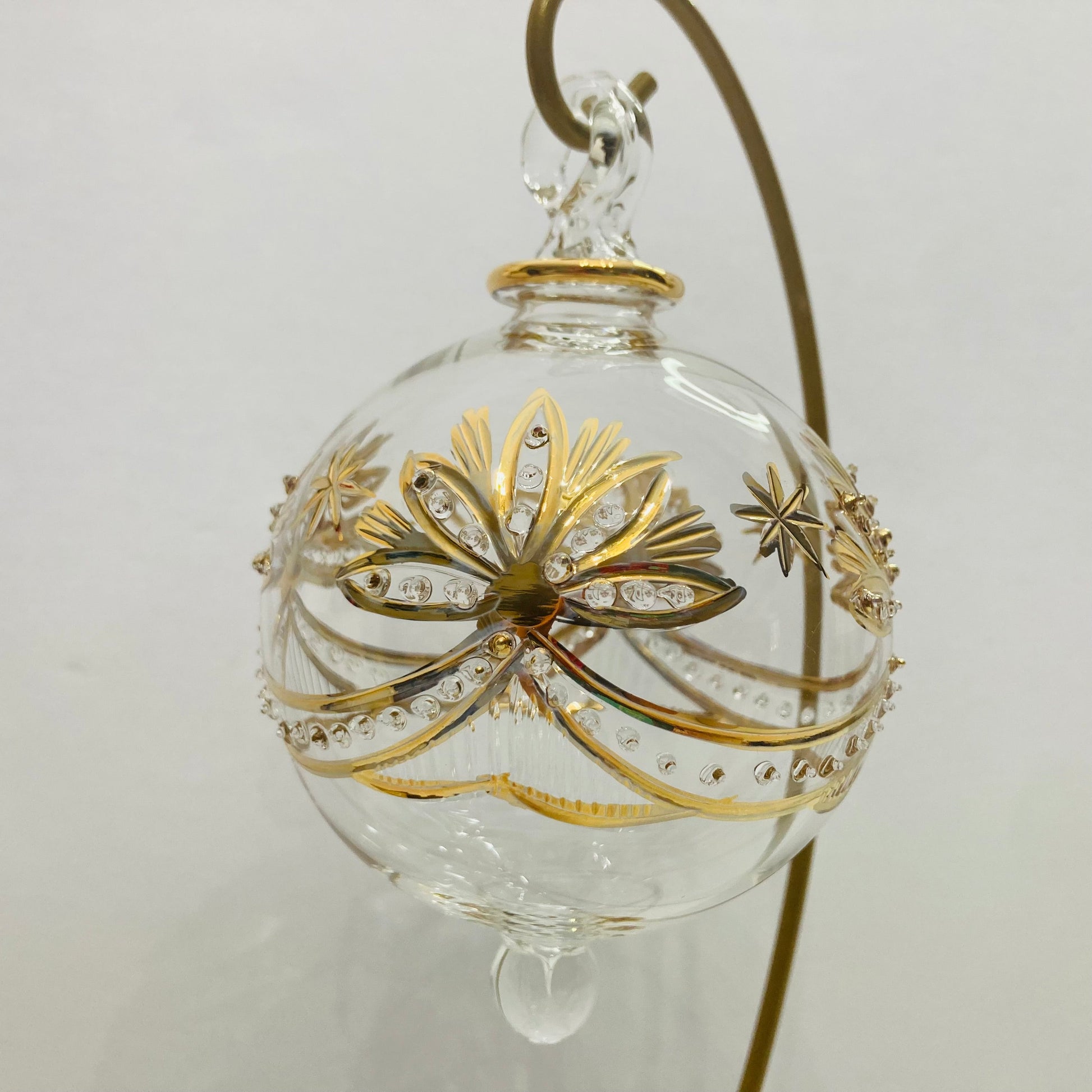 Blown Glass Ornament - Lotus Garland Gold