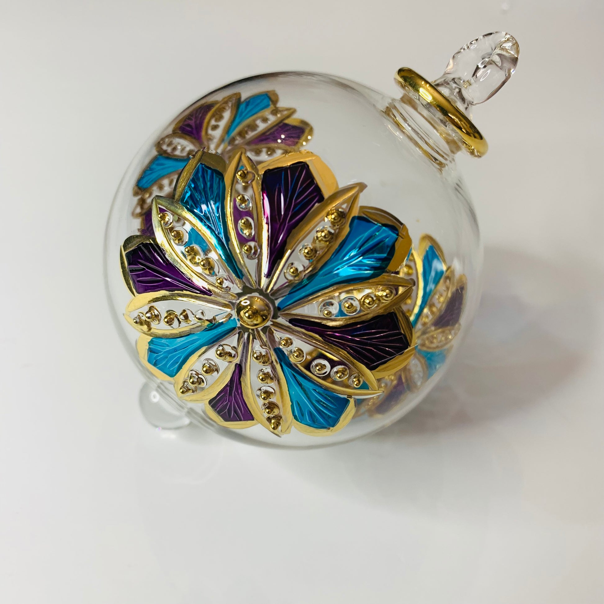 Blown Glass Ornament - Mauve Flower