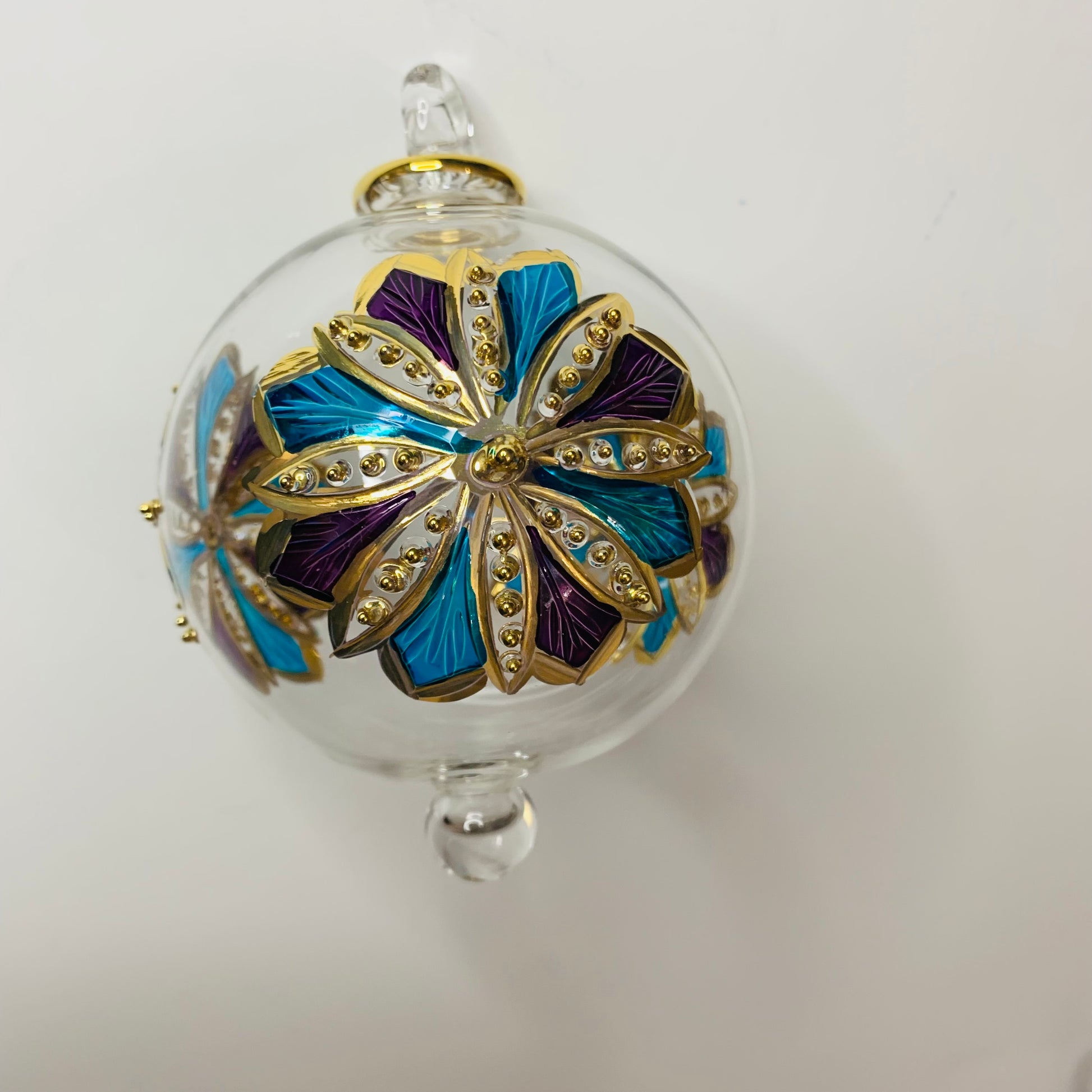 Blown Glass Ornament - Mauve Flower