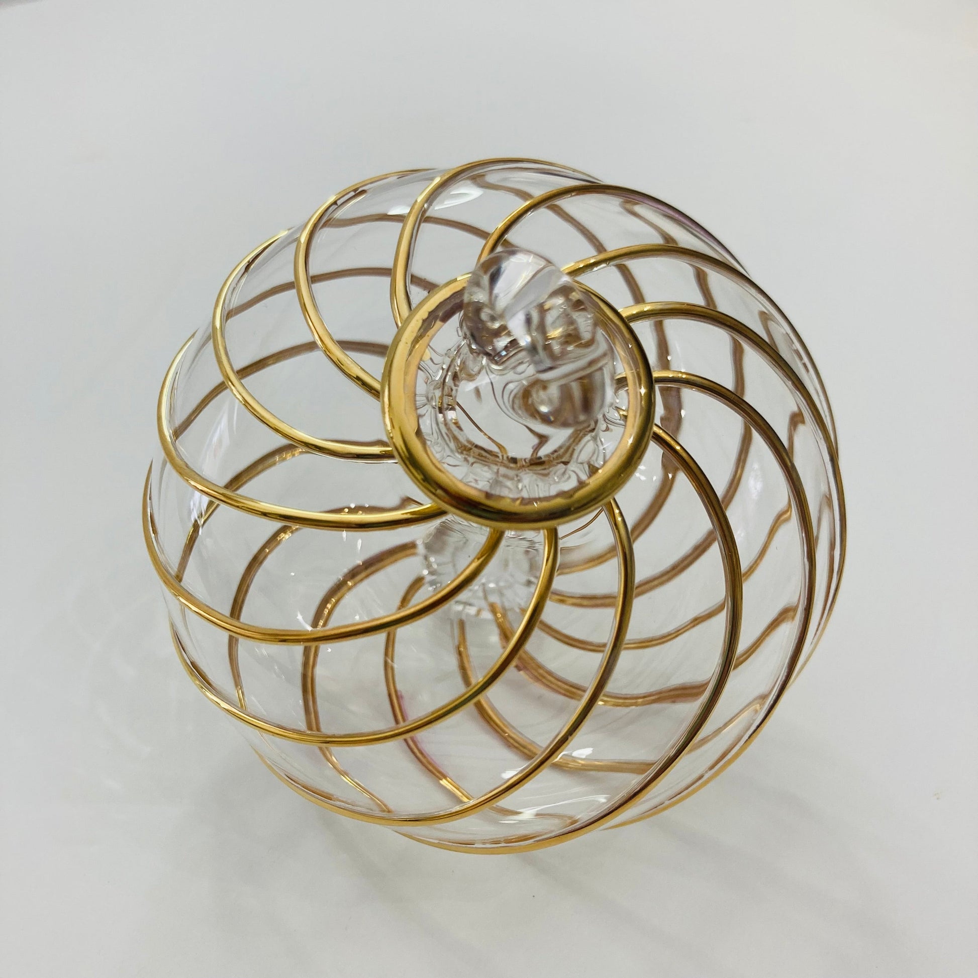 Blown Glass Ornament - Swirl Toupie Gold