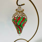 Blown Glass Ornament - Swirl Green & Red
