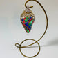 Blown Glass Ornament - Swirl Green, Red & Blue