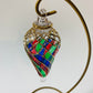 Blown Glass Ornament - Swirl Green, Red & Blue