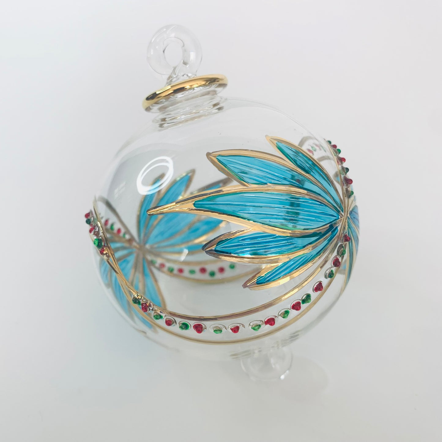 Blown Glass Ornament - Turquoise Butterfly