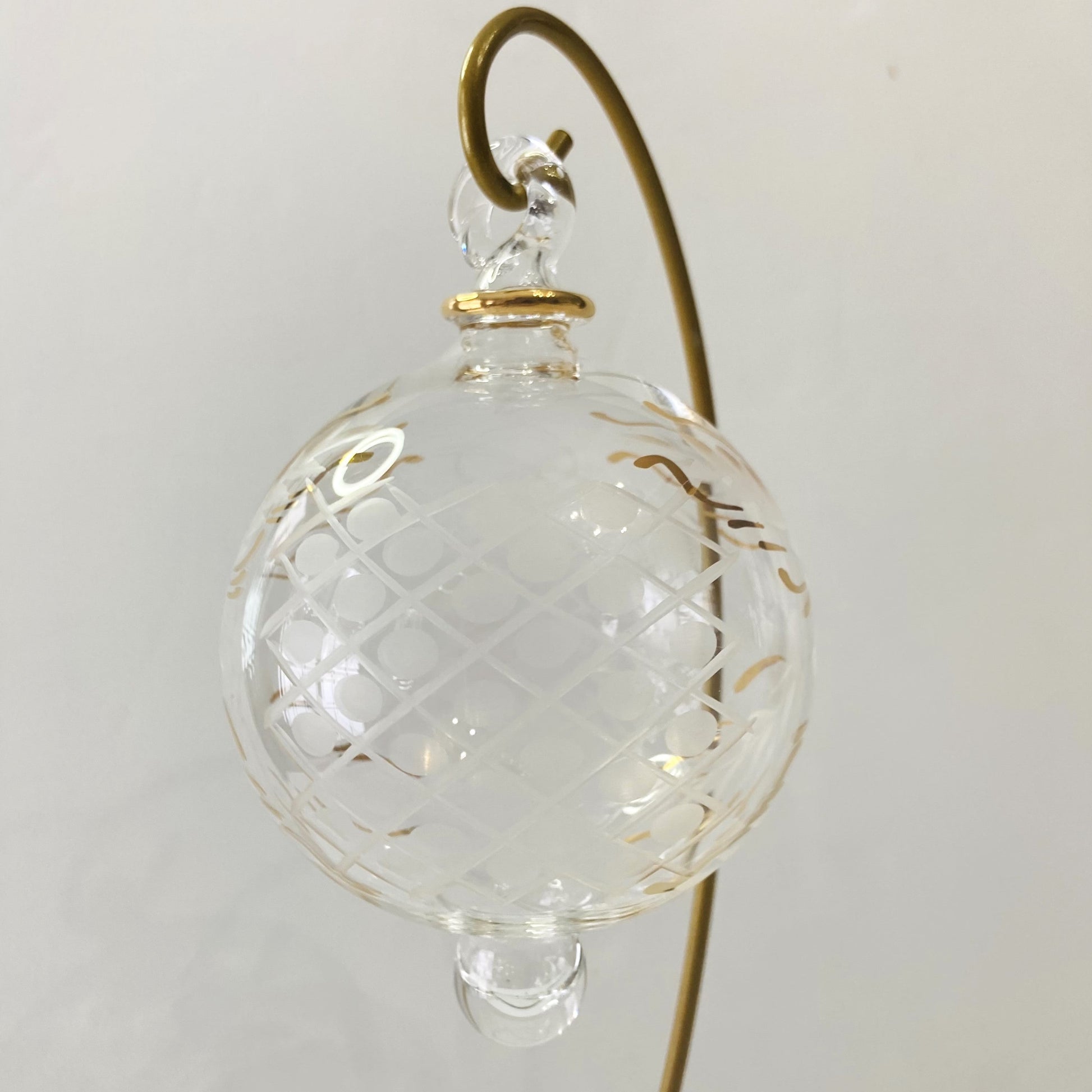 Blown Glass Ornament - Victorian Style Floral Gold