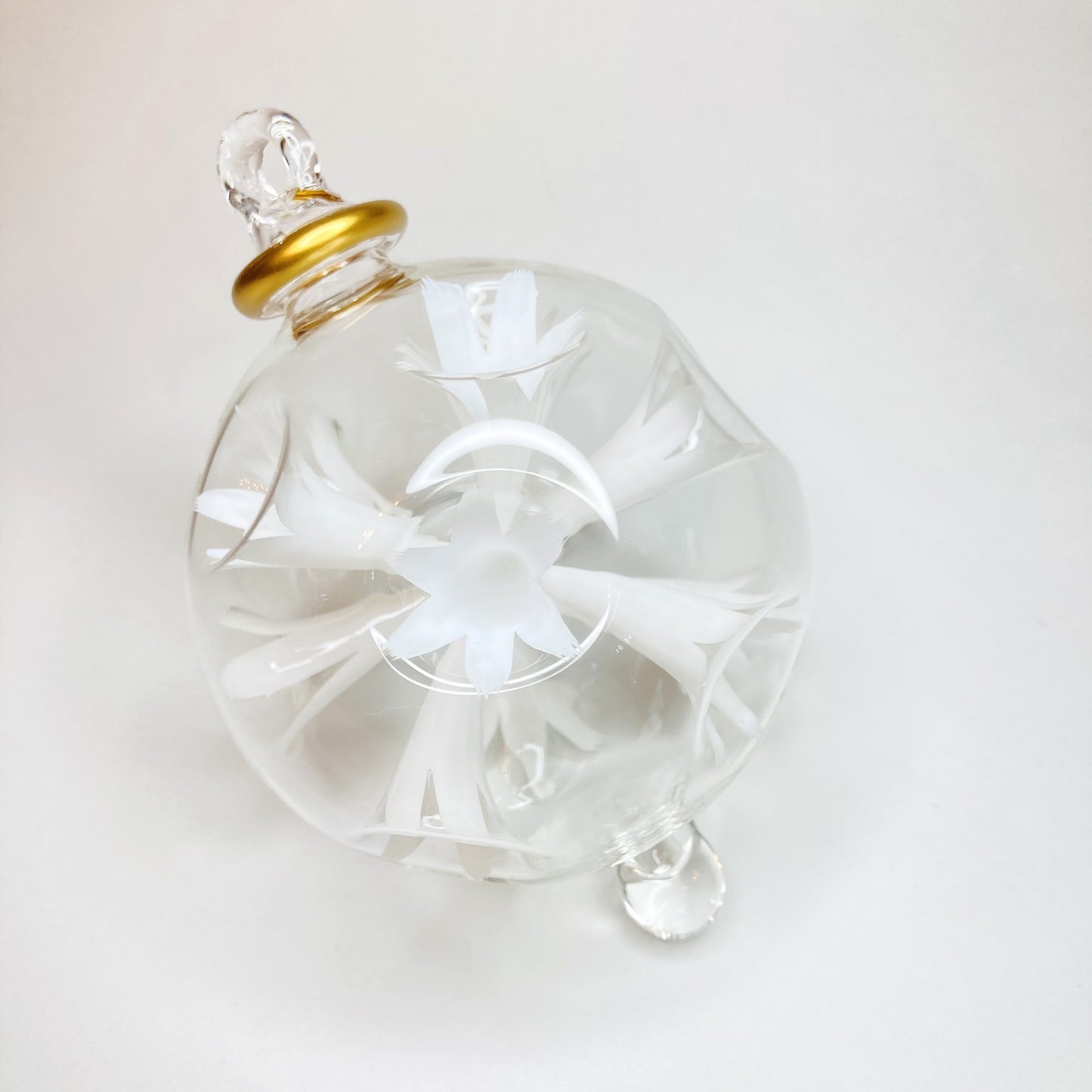 Blown Glass Ornament - Blossoms White