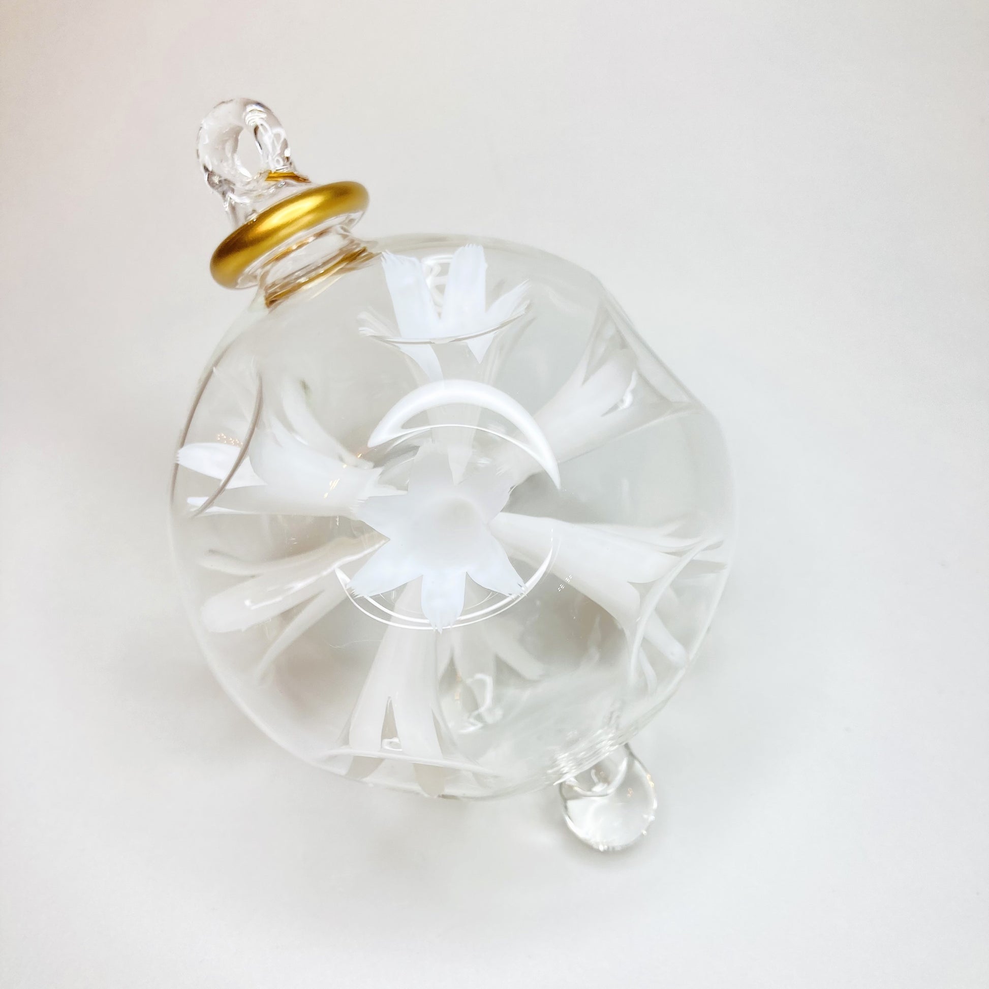 Blown Glass Ornament - Blossoms White