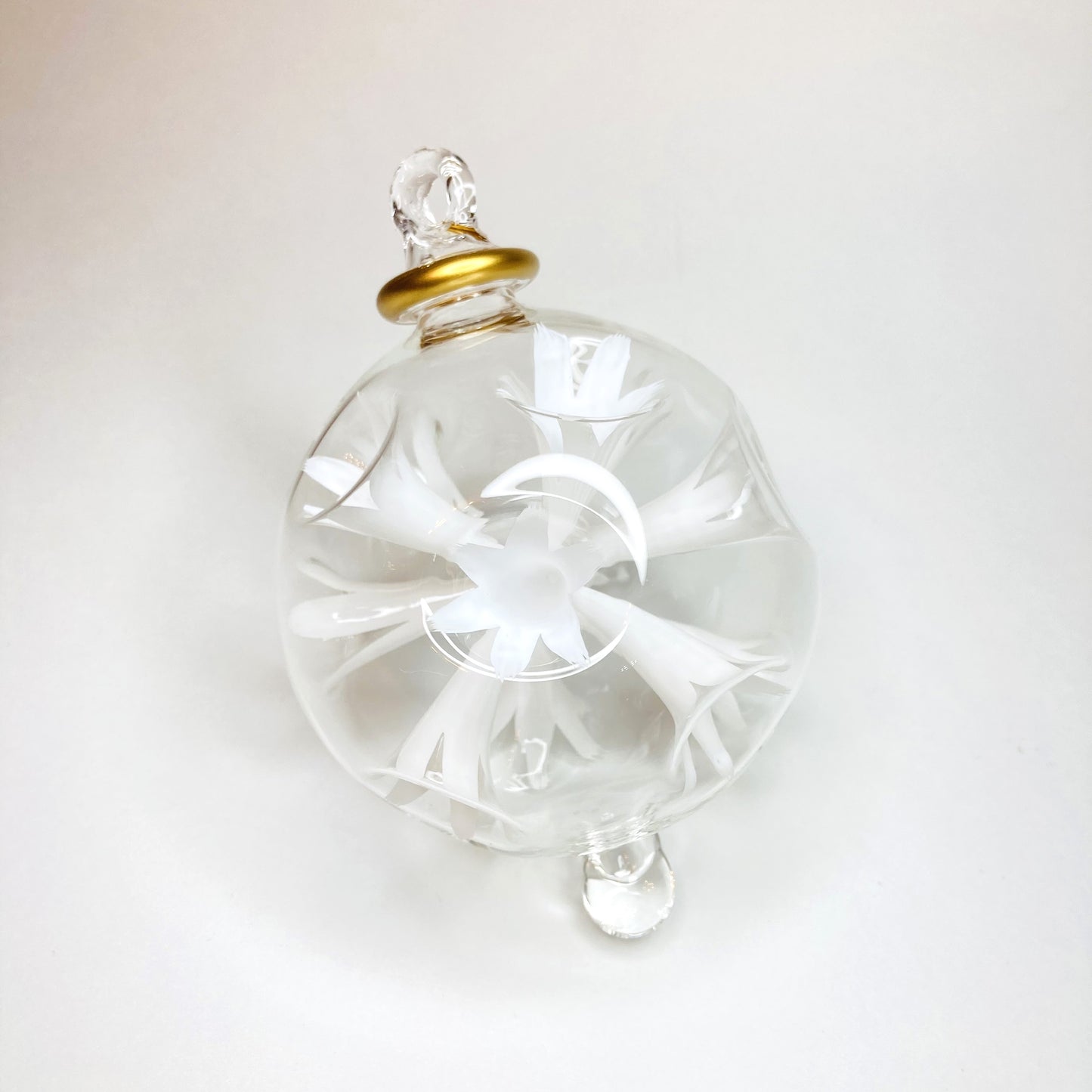 Blown Glass Ornament - Blossoms White