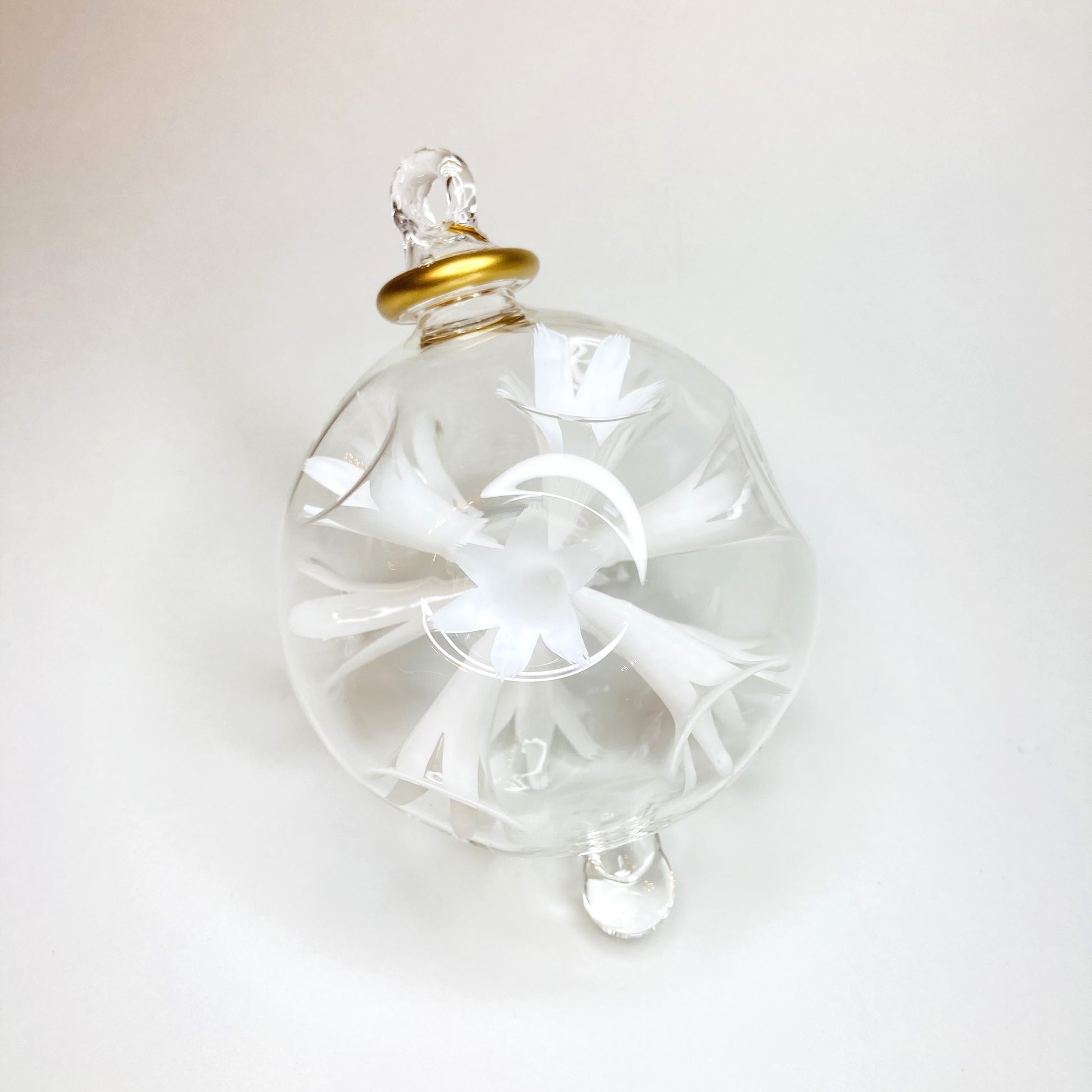Blown Glass Ornament - Blossoms White