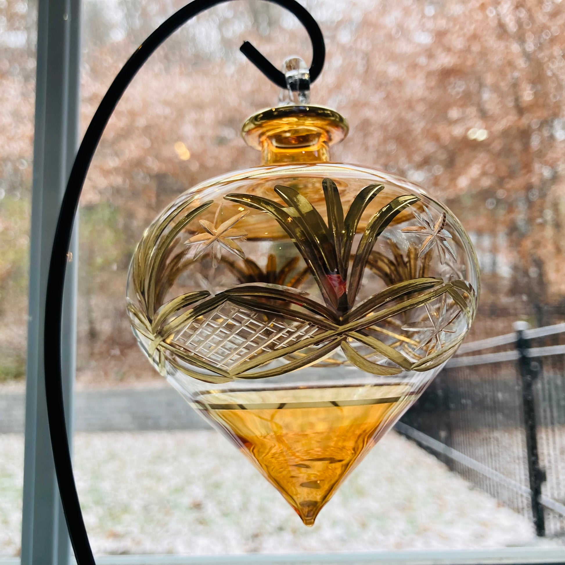 Blown Glass Ornament - Drop Amber