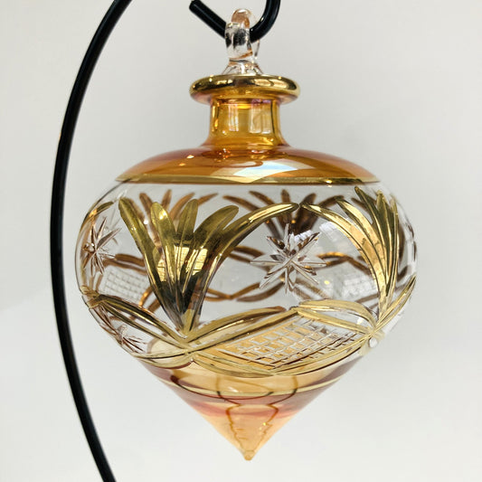 Blown Glass Ornament - Drop Amber