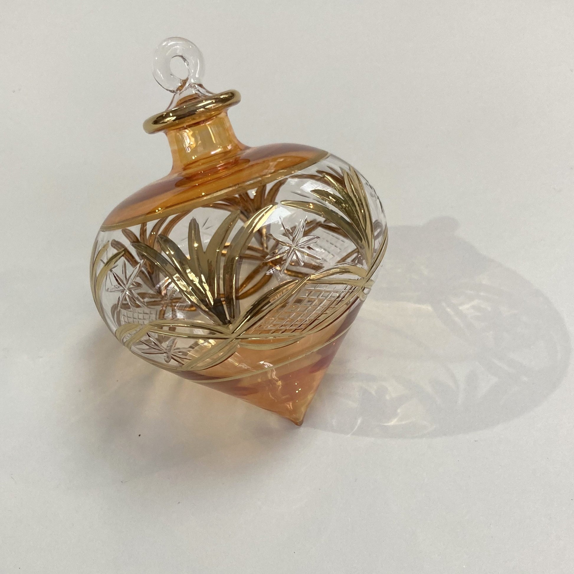 Blown Glass Ornament - Drop Amber