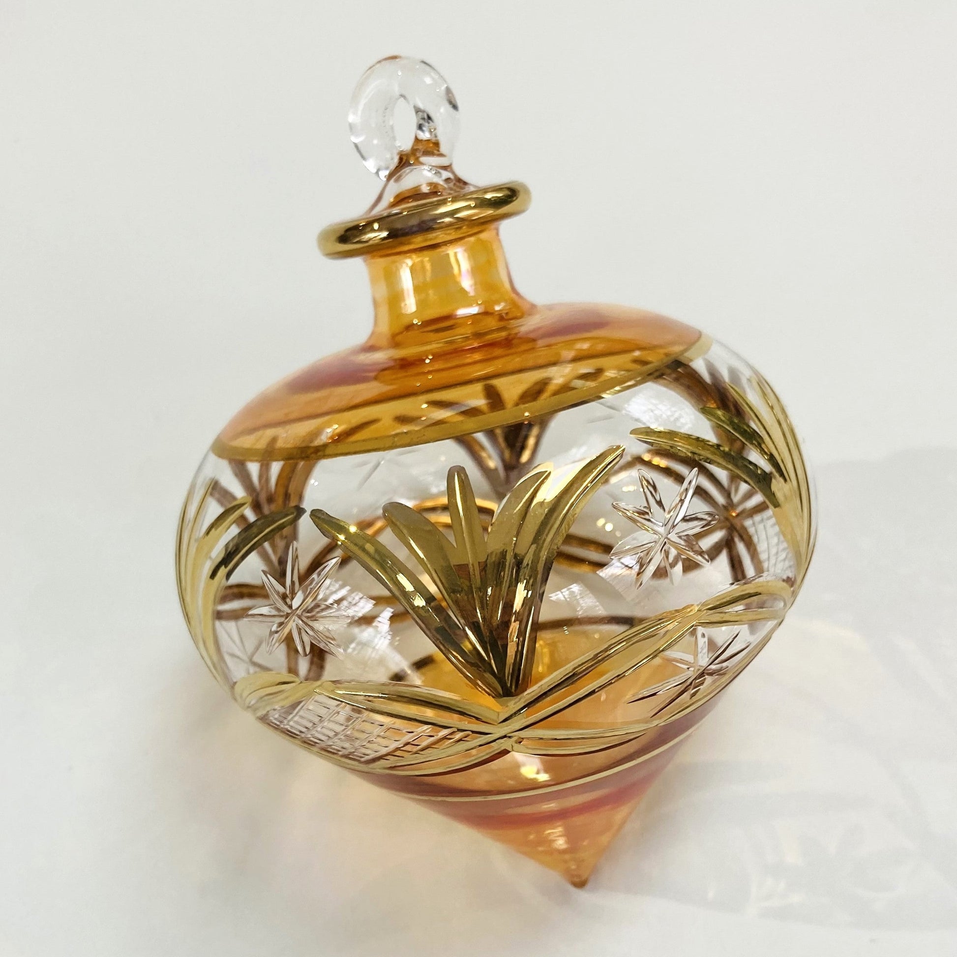 Blown Glass Ornament - Drop Amber