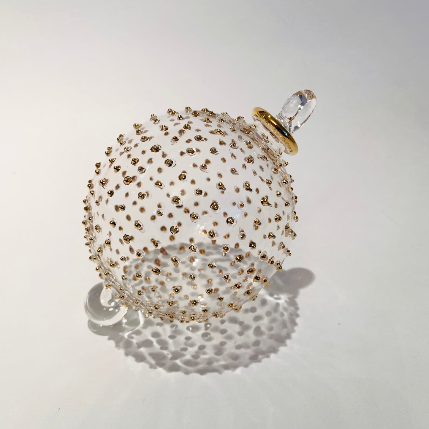Blown Glass Ornament - Gold Dots