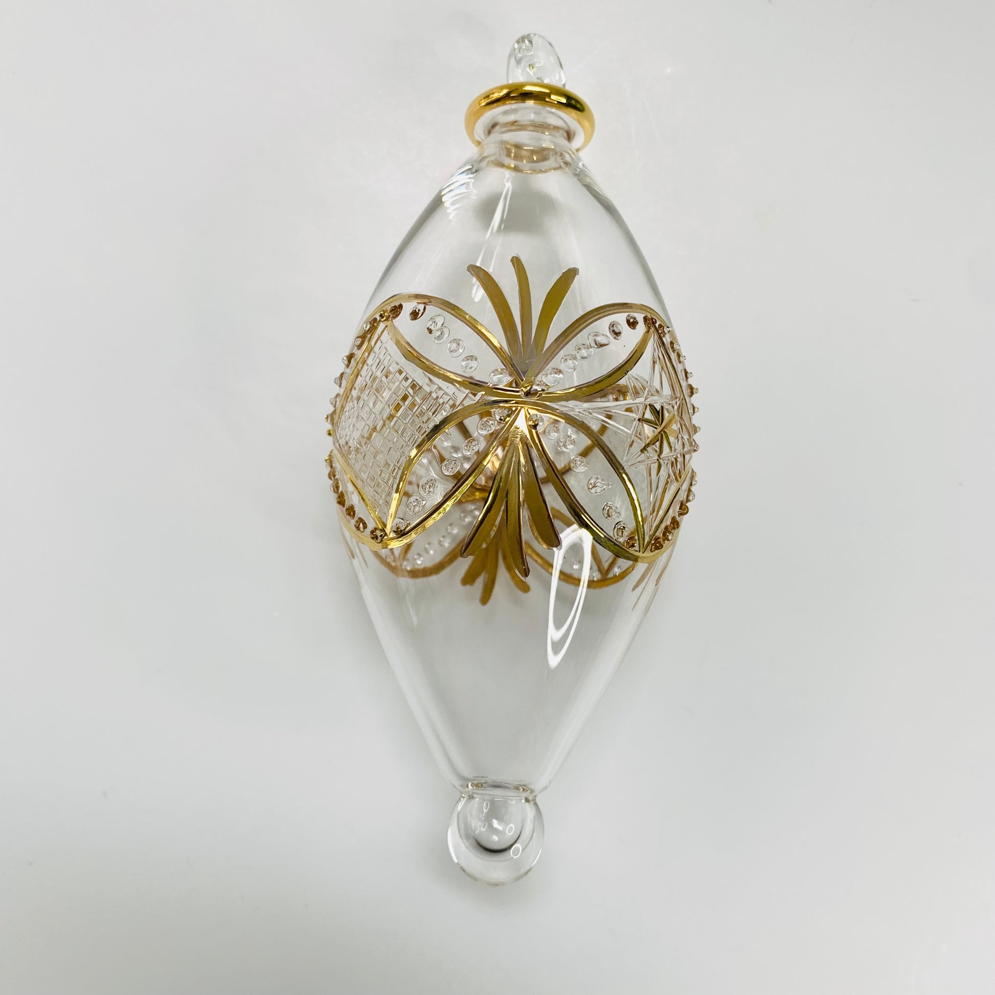 Blown Glass Oval Ornament - Gold Carousel