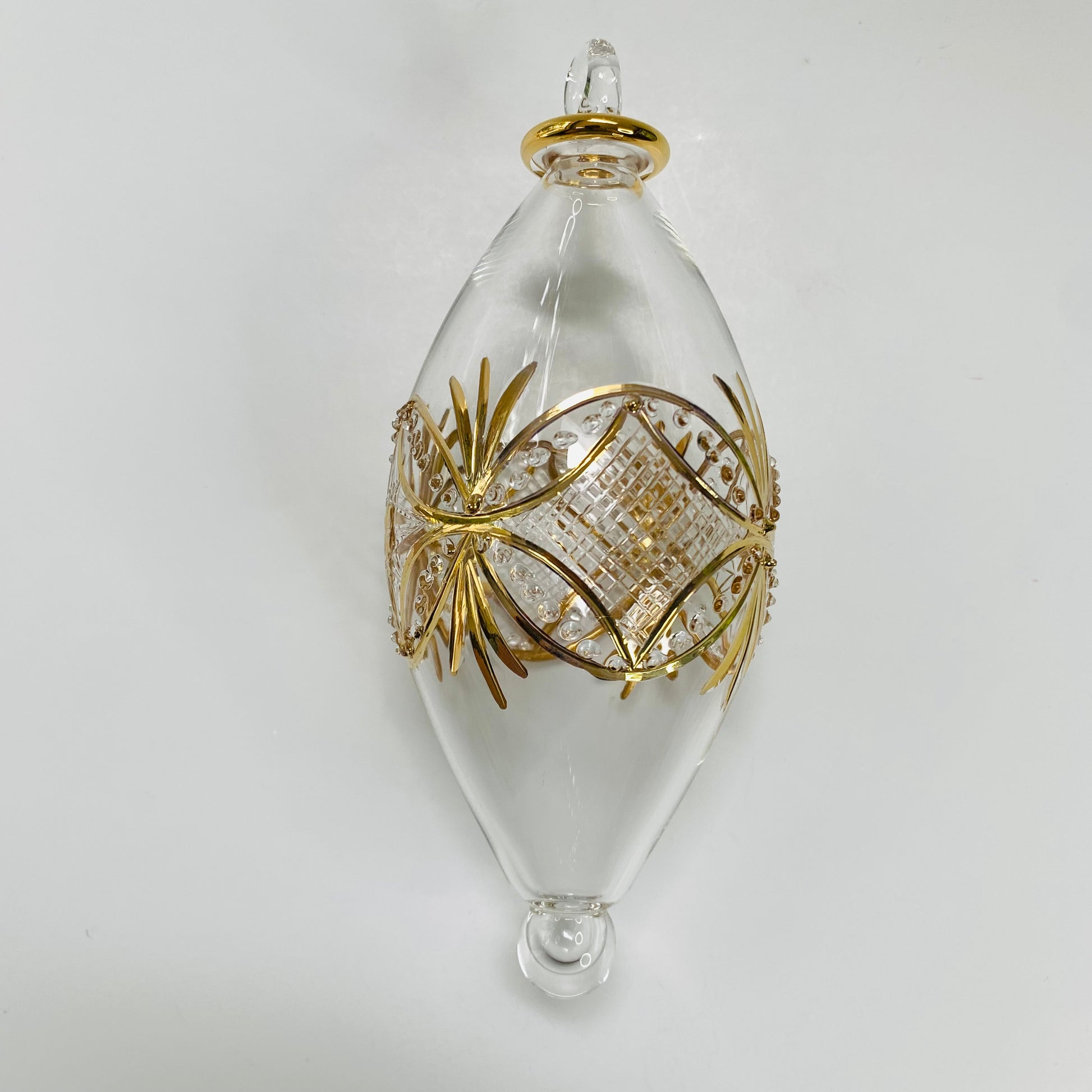 Blown Glass Oval Ornament - Gold Carousel