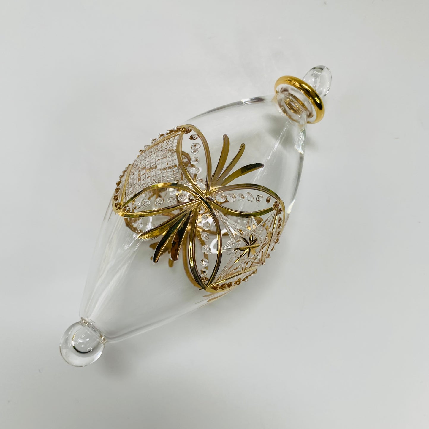 Blown Glass Oval Ornament - Gold Carousel