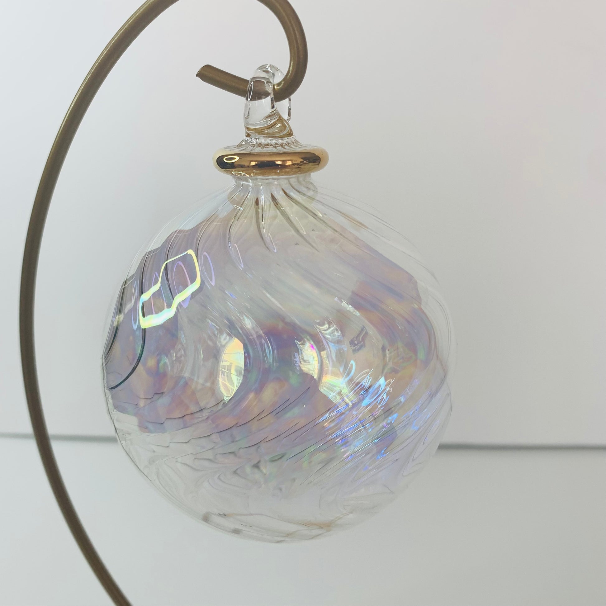 Blown Glass Ornament - Wavy Iridescent