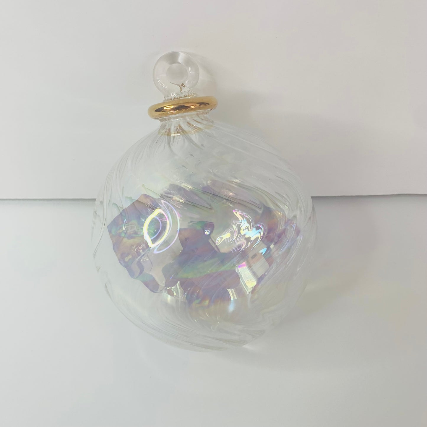Blown Glass Ornament - Wavy Iridescent