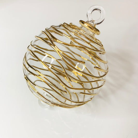 Blown Glass Ornament - Gold Spiral