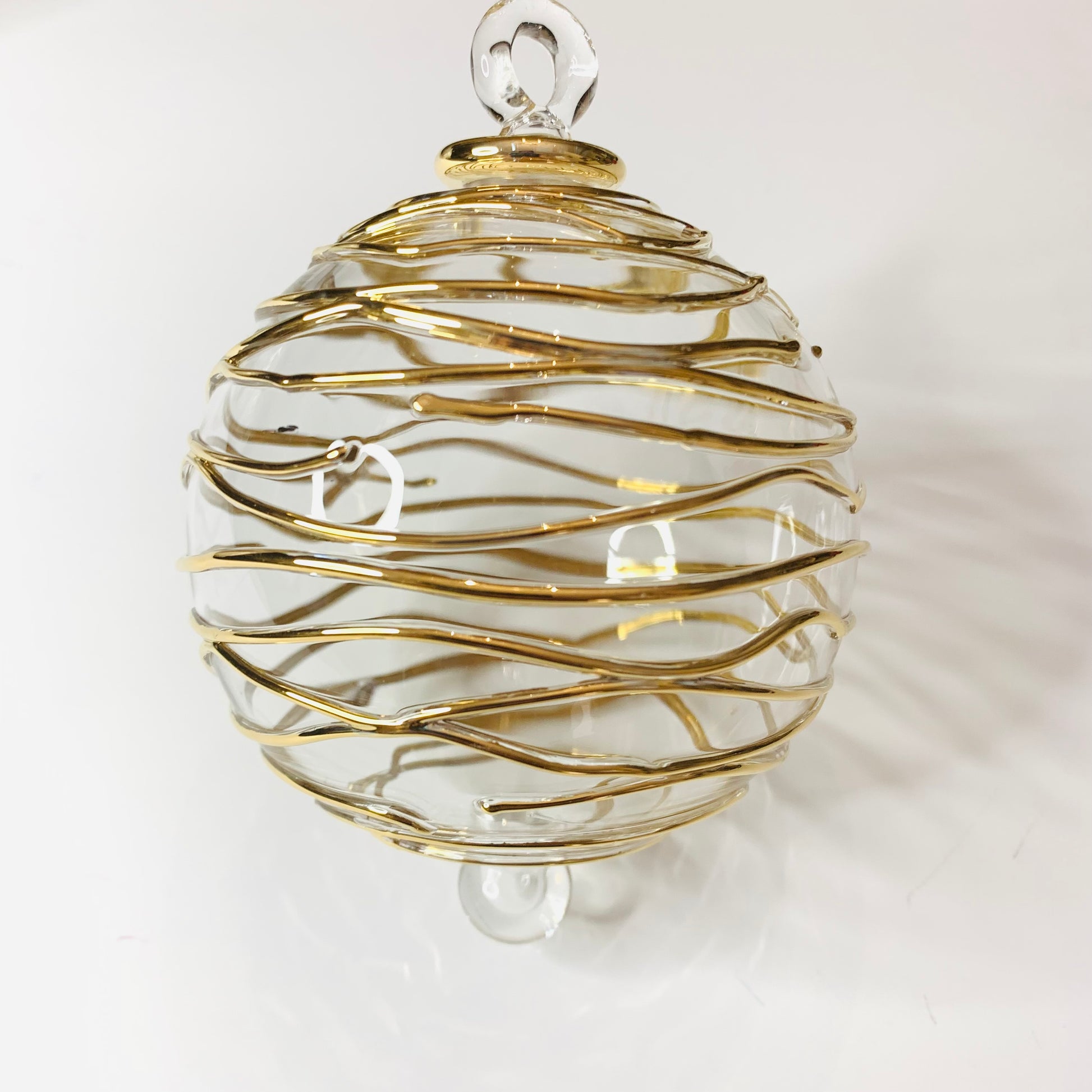 Blown Glass Ornament - Gold Spiral