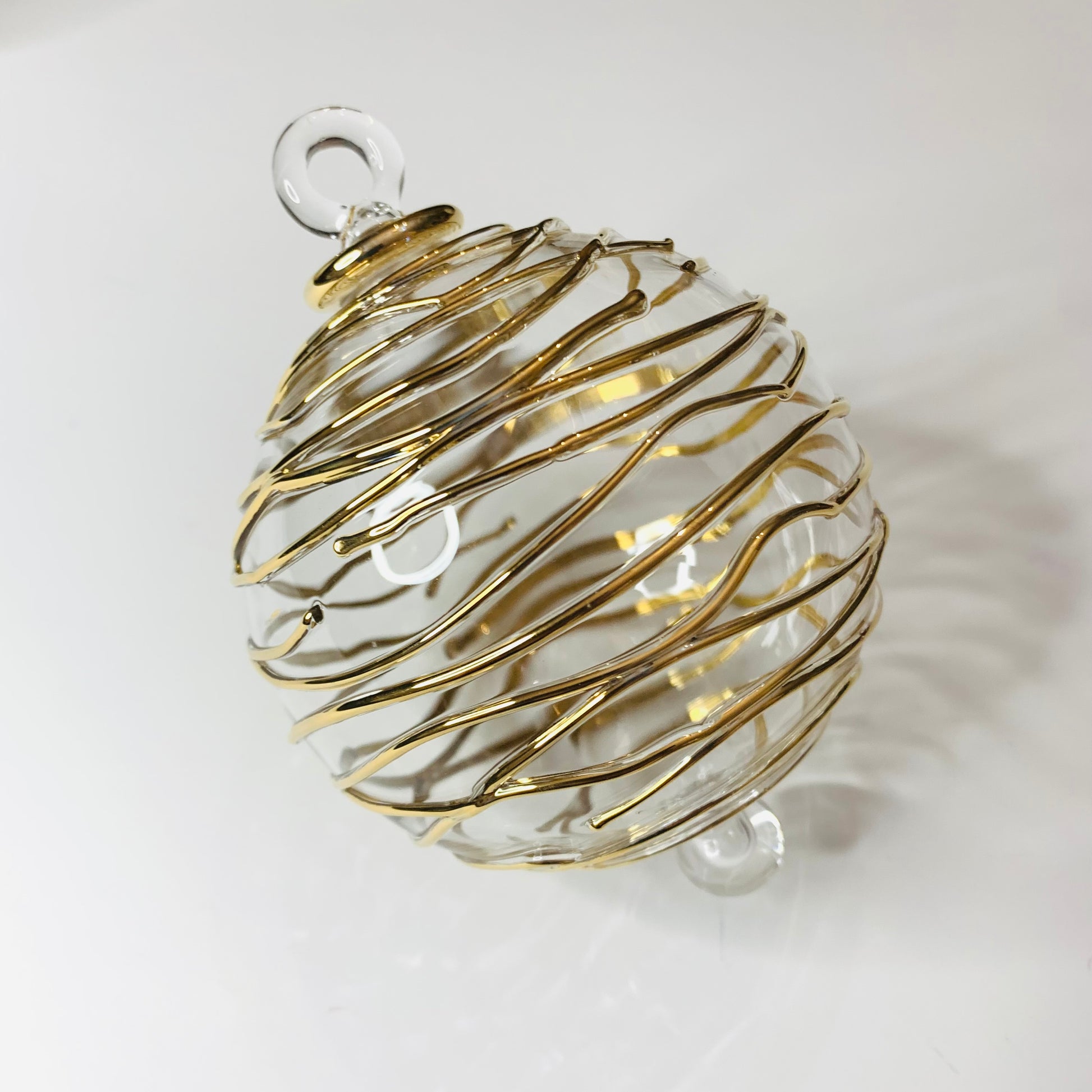 Blown Glass Ornament - Gold Spiral