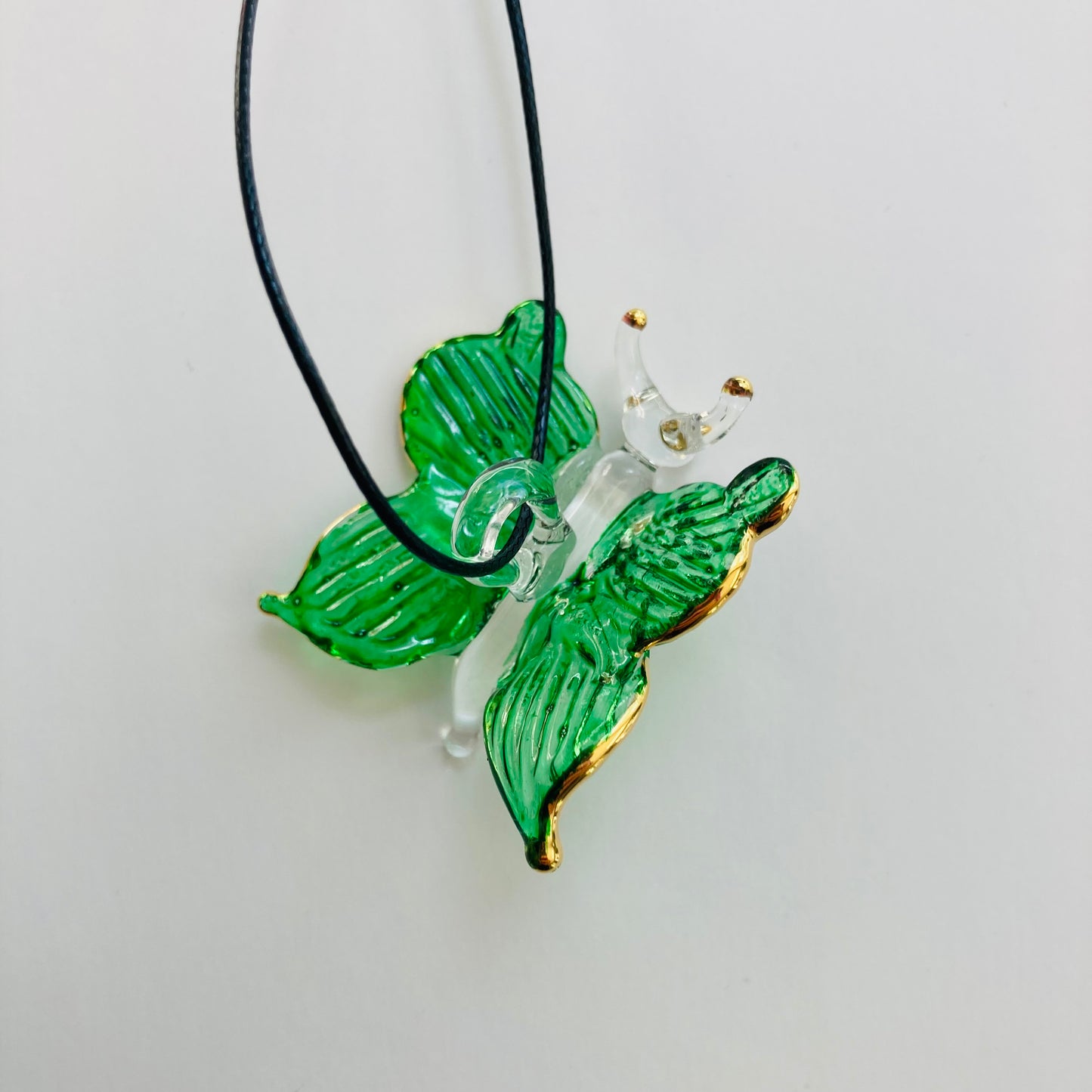 Blown Glass Butterfly Pendant - Green