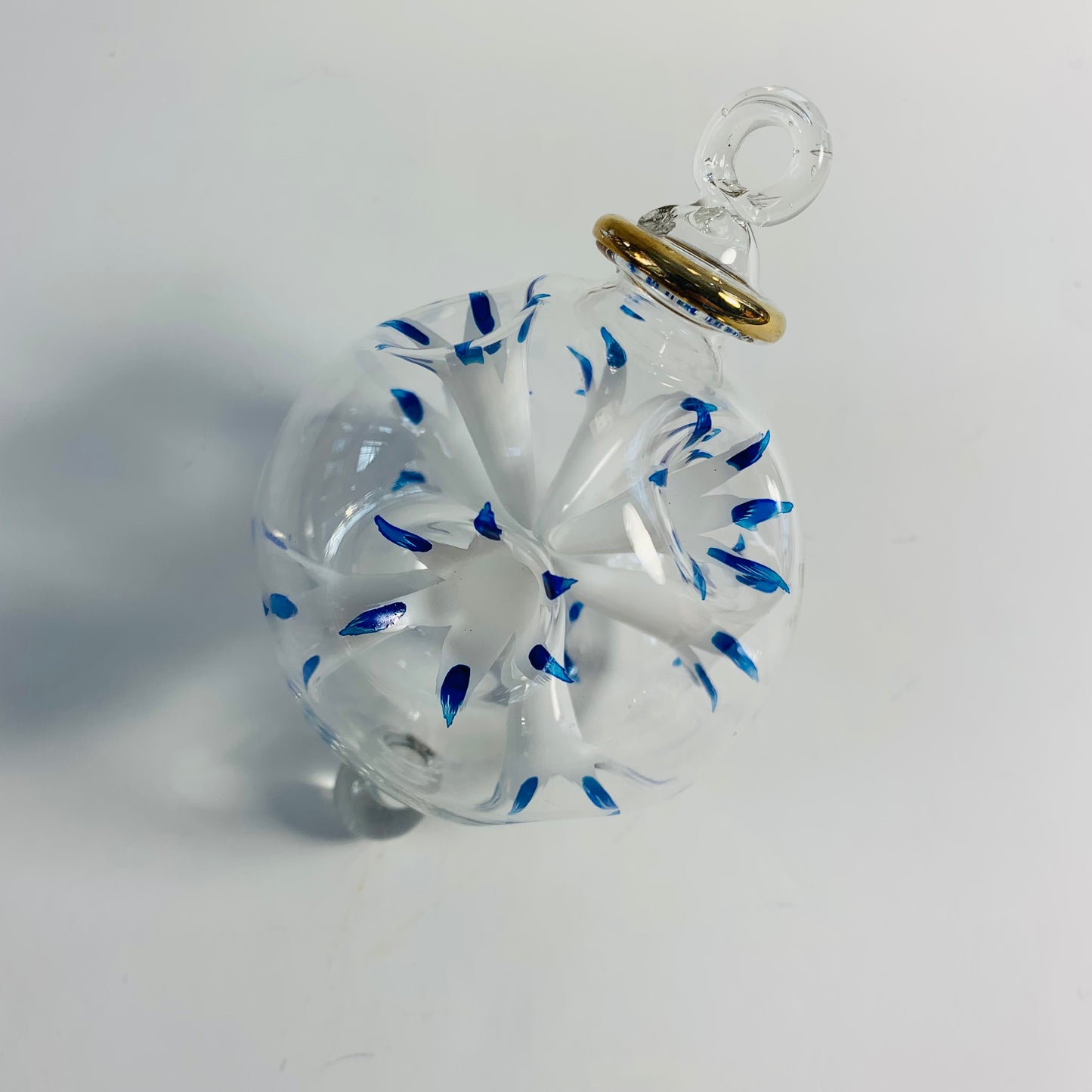 Blown Glass Small Ornament - Blossoms White