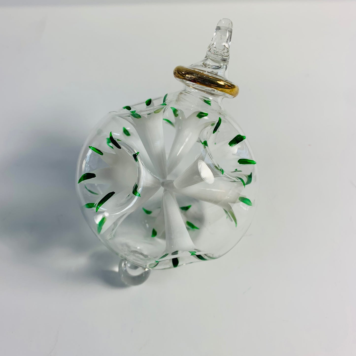 Blown Glass Small Ornament - Blossoms White