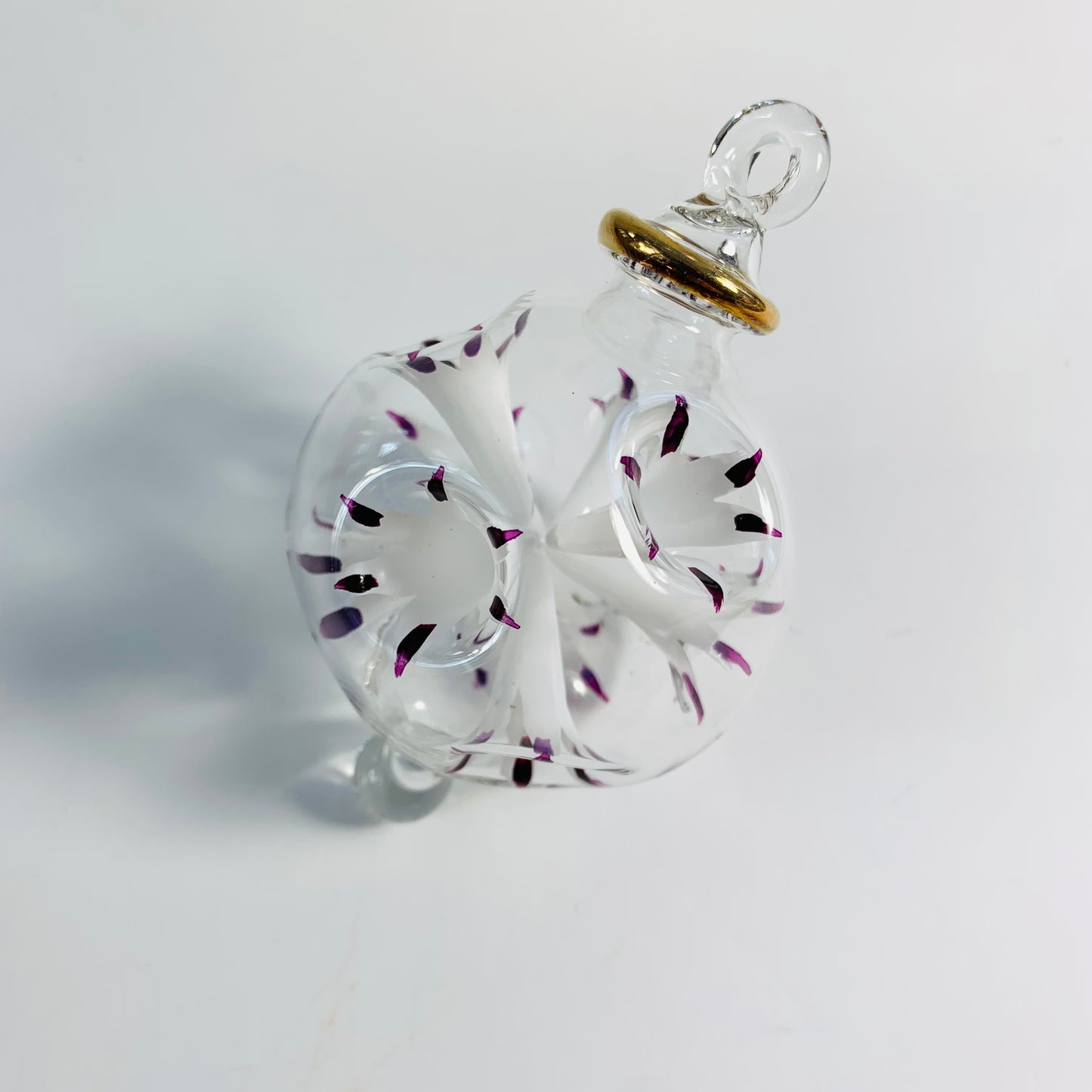 Blown Glass Small Ornament - Blossoms White