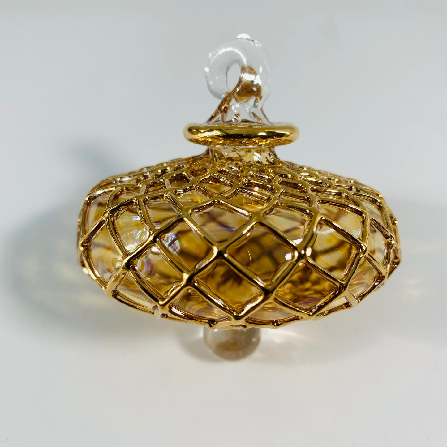 Blown Glass Small Ornament - Diamond Toupie