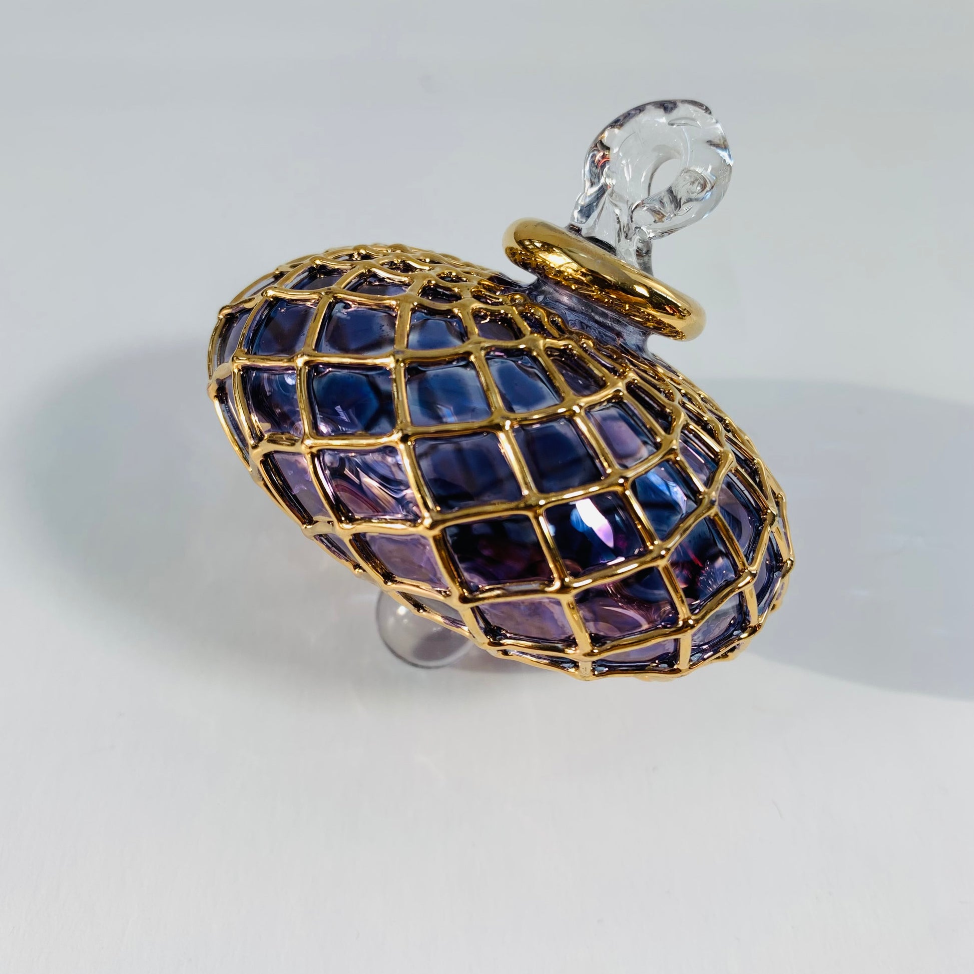 Blown Glass Small Ornament - Diamond Toupie