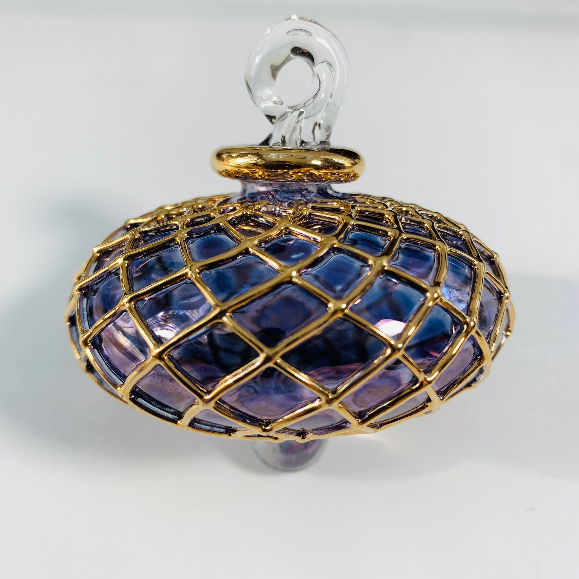 Blown Glass Small Ornament - Diamond Toupie