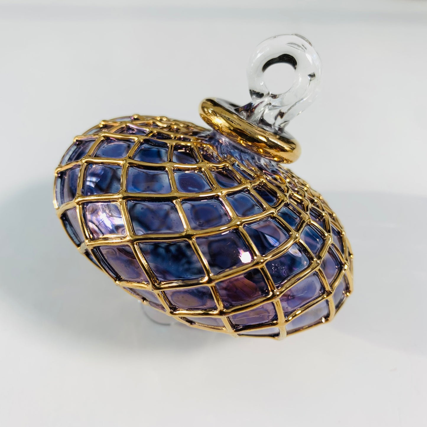 Blown Glass Small Ornament - Diamond Toupie