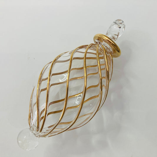 Blown Glass Small Ornament - Swirl Oval