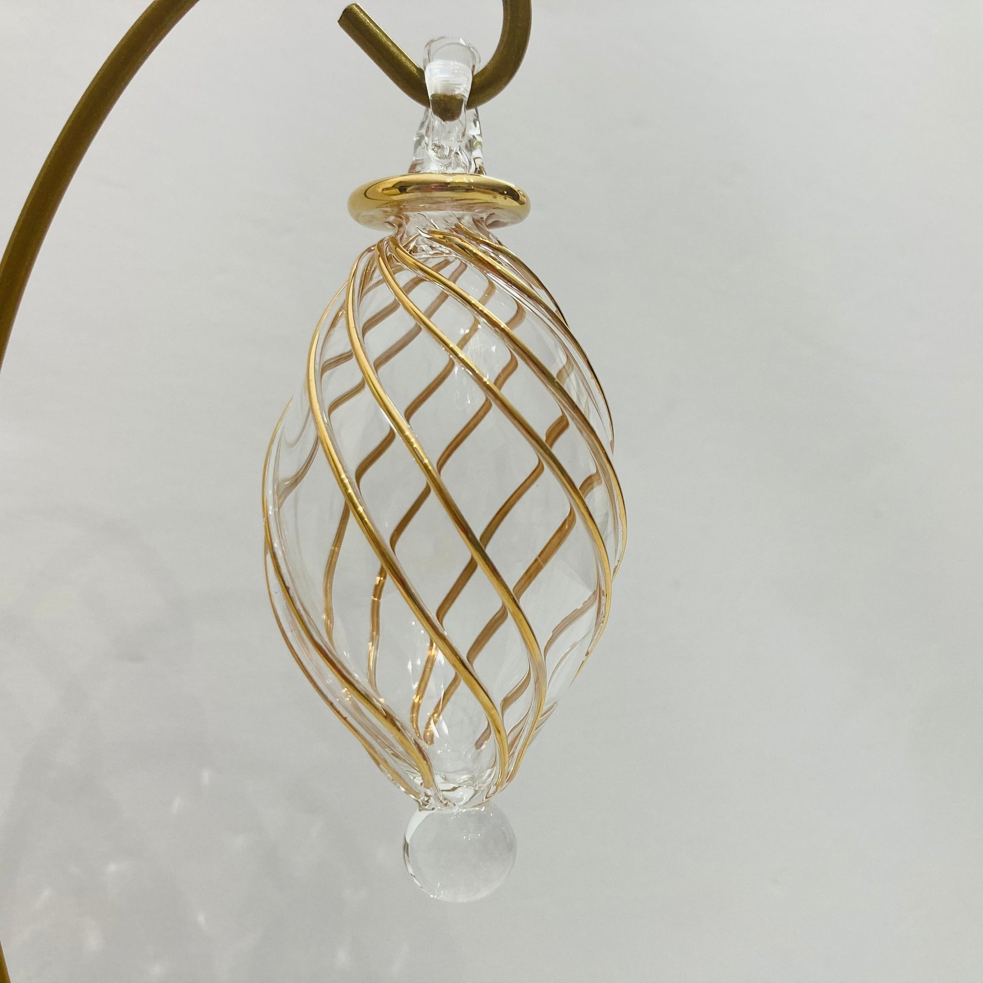 Blown Glass Small Ornament - Swirl Oval