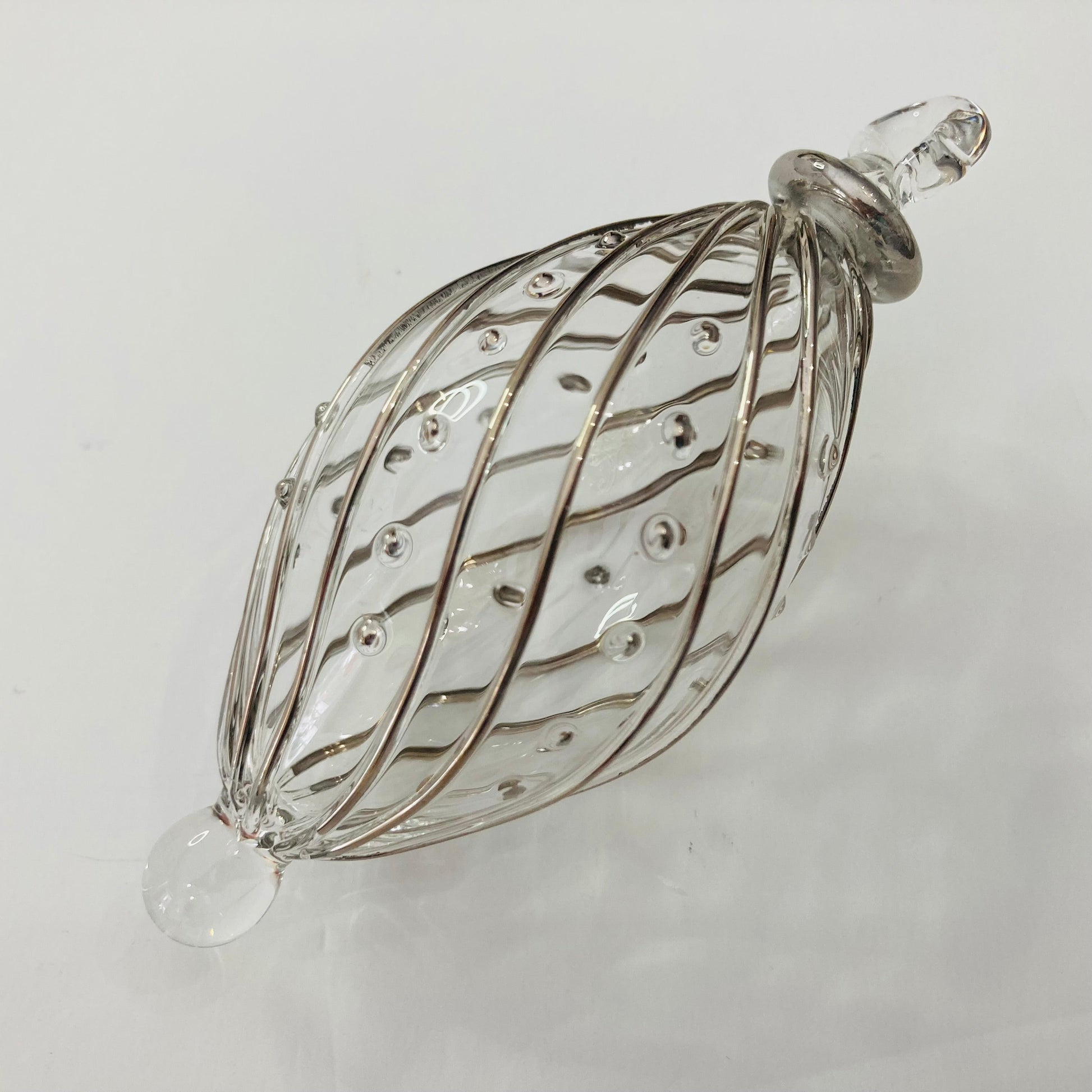 Blown Glass Small Ornament - Swirl Oval